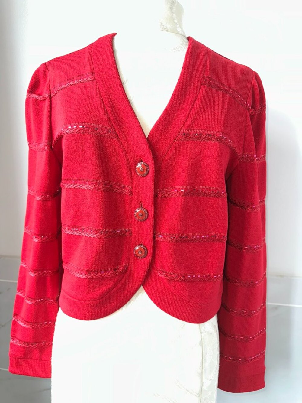 St John Evening By Marie Gray Embellished Santana Jacket Blazer Enamel Buttons 6